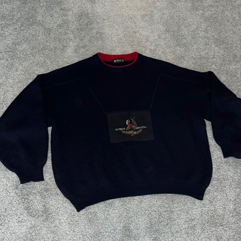 St Michael Pure Wool Blend made in Italy Blue Pullover Baggy Rock Climb Sweater